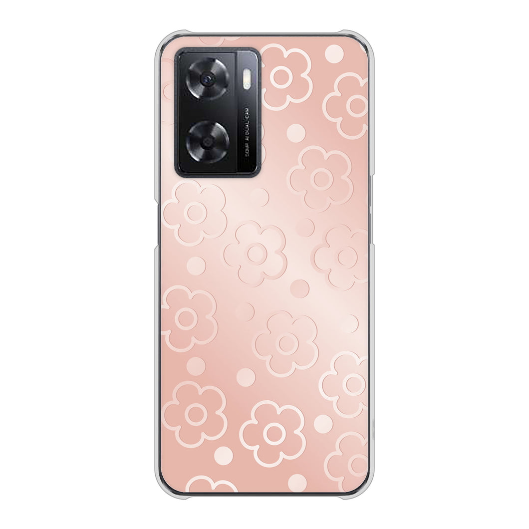OPPO A77 SC843 エンボス風デイジーシンプル（ローズピンク） ハードケース 背面印刷
