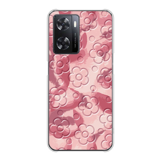 OPPO A77 SC846 フラワーヴェルニ花ピンク（ローズヴェルール） ハードケース 背面印刷