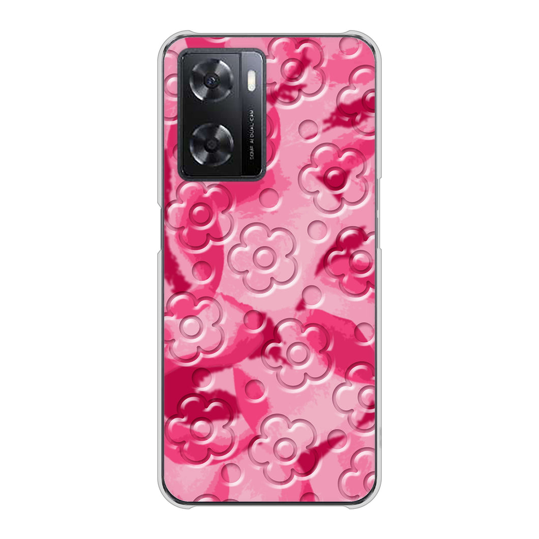 OPPO A77 SC847 フラワーヴェルニ花濃いピンク（ローズアンディアン） ハードケース 背面印刷