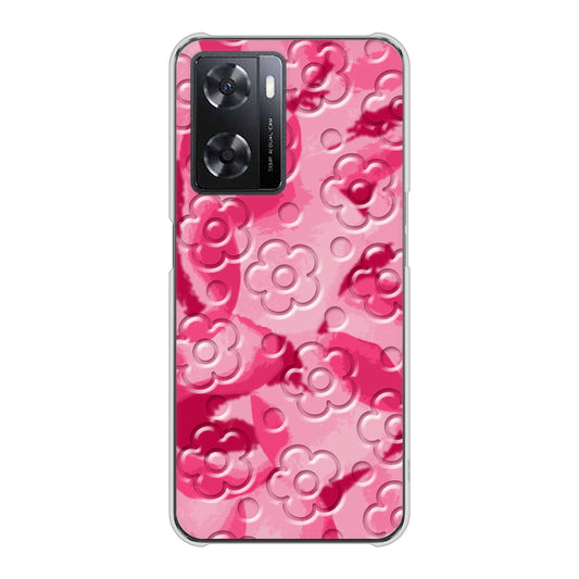 OPPO A77 SC847 フラワーヴェルニ花濃いピンク（ローズアンディアン） ハードケース 背面印刷
