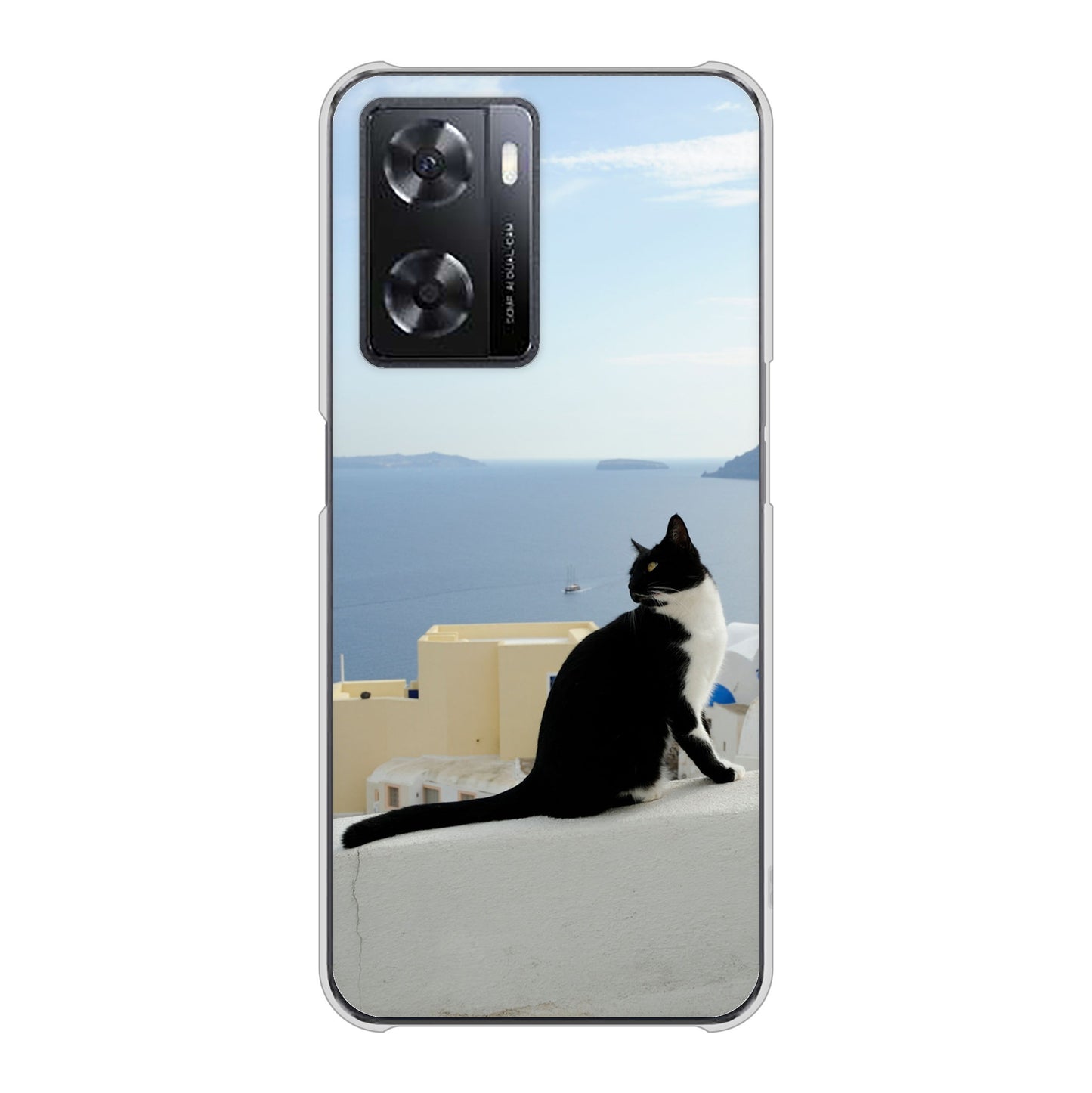 OPPO A77 VA805 ネコと地中海 ハードケース 背面印刷