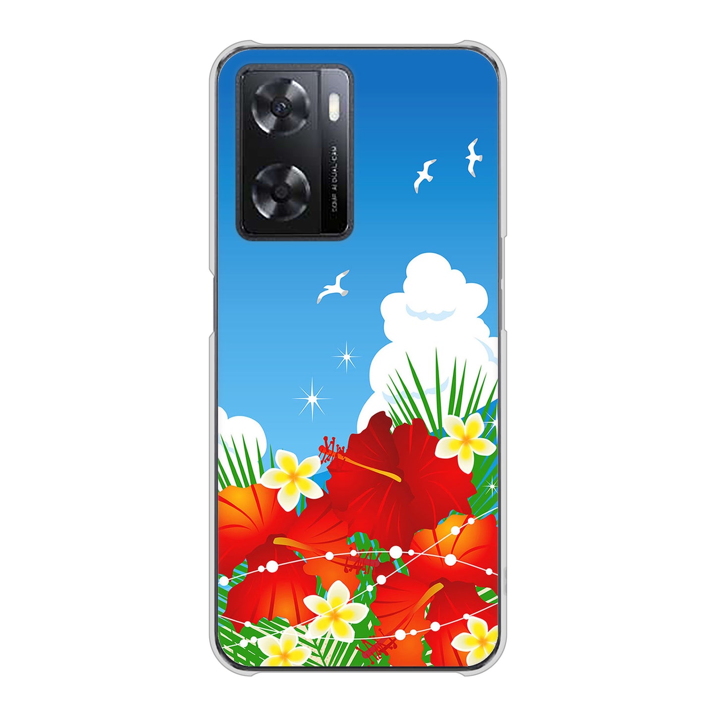 OPPO A77 VA821 ハイビスカスと青空 ハードケース 背面印刷