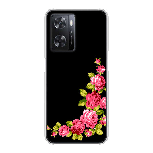 OPPO A77 VA826 バラのフレーム(黒) ハードケース 背面印刷