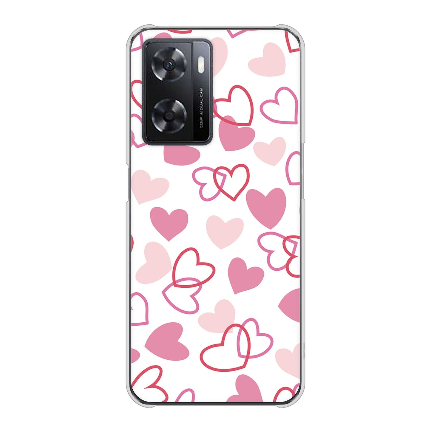 OPPO A77 VA929 ハートがいっぱい ピンク ハードケース 背面印刷