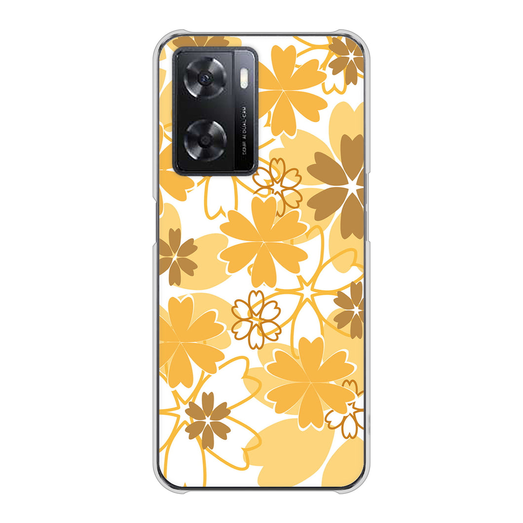 OPPO A77 VA959 重なり合う花 オレンジ ハードケース 背面印刷