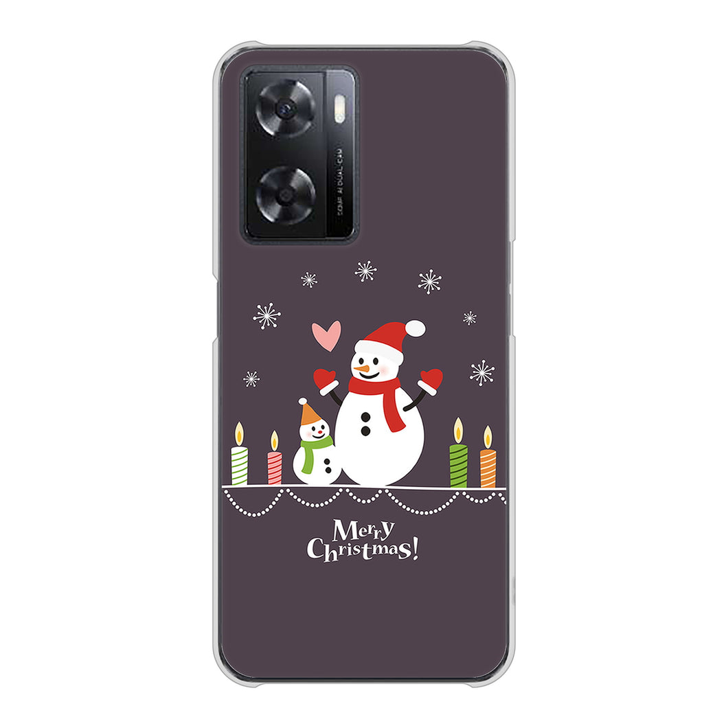OPPO A77 XA809 雪だるまの親子 ハードケース 背面印刷