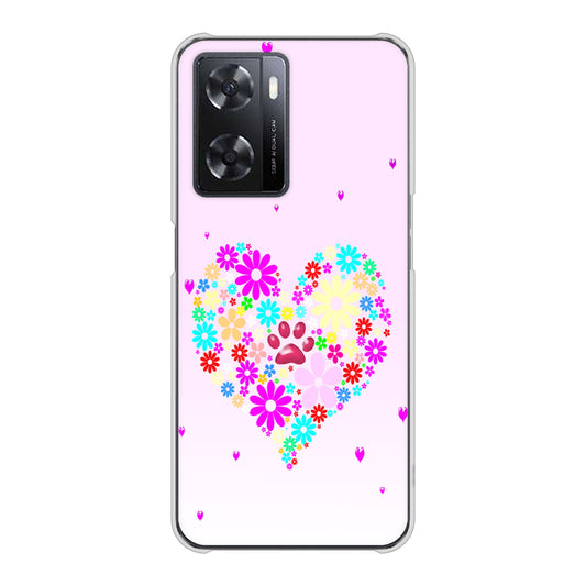 OPPO A77 YA954 ハート01 素材ホワイト ハードケース 背面印刷
