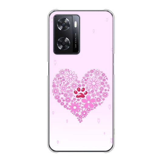 OPPO A77 YA956 ハート03 素材クリア ハードケース 背面印刷
