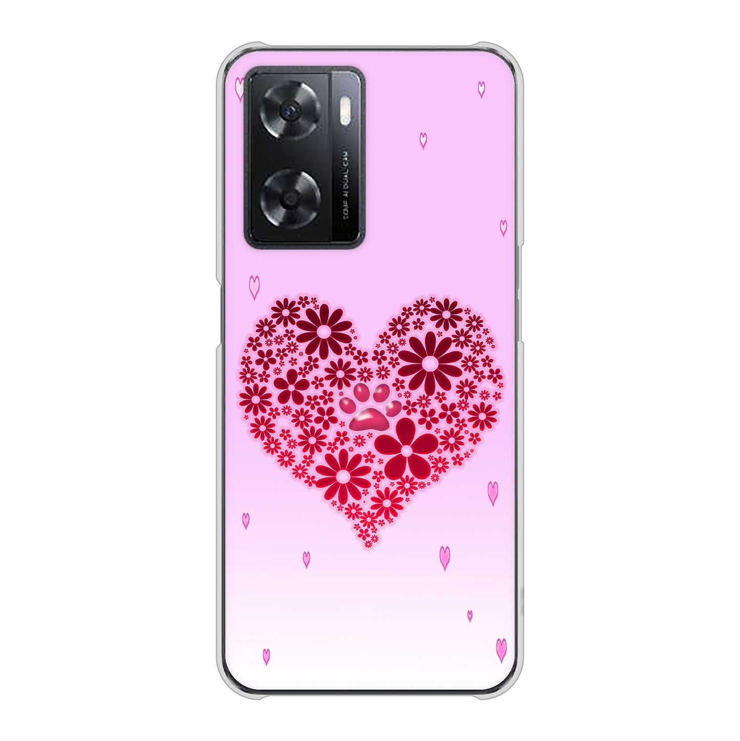 OPPO A77 YA957 ハート04 素材クリア ハードケース 背面印刷