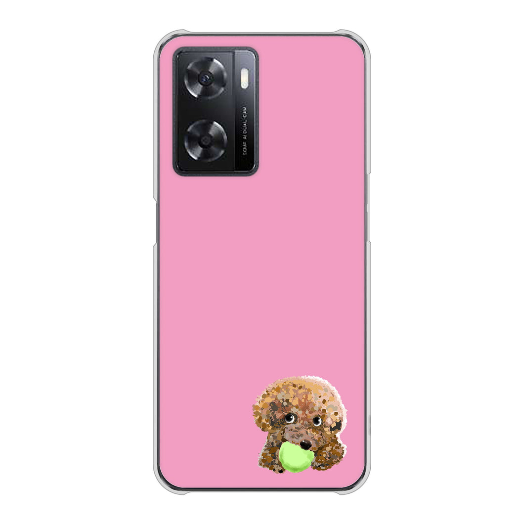 OPPO A77 YJ053 トイプードル＆ボール（ピンク） ハードケース 背面印刷