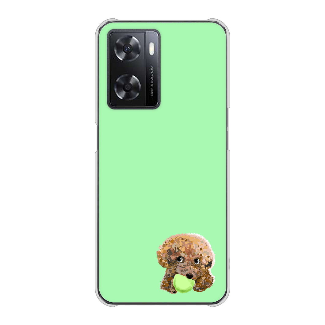 OPPO A77 YJ055 トイプードル＆ボール（グリーン） ハードケース 背面印刷