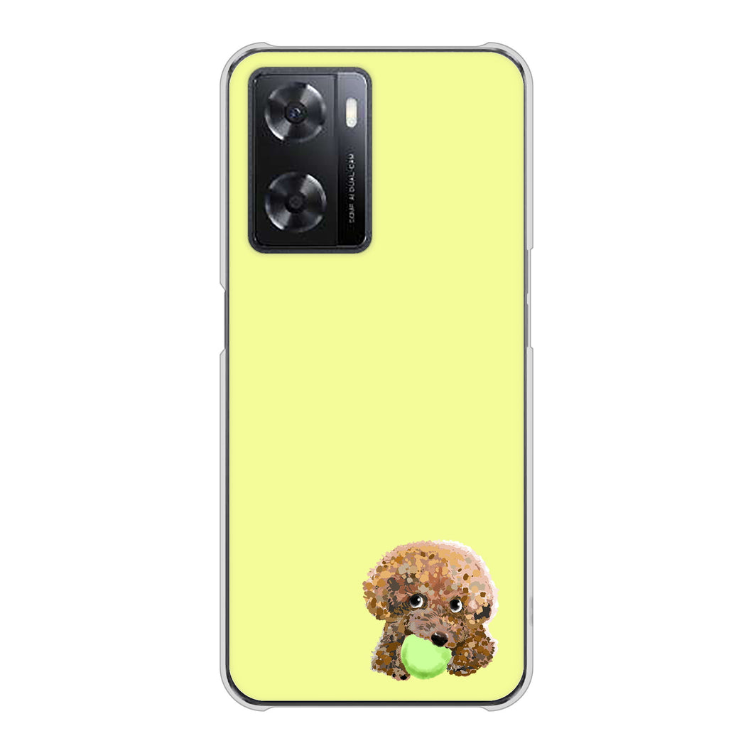 OPPO A77 YJ056 トイプードル＆ボール（イエロー） ハードケース 背面印刷