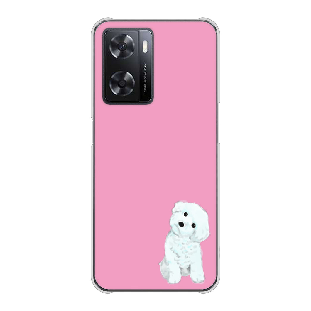 OPPO A77 YJ069 トイプードルホワイト（ピンク） ハードケース 背面印刷