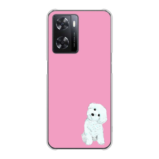 OPPO A77 YJ069 トイプードルホワイト（ピンク） ハードケース 背面印刷