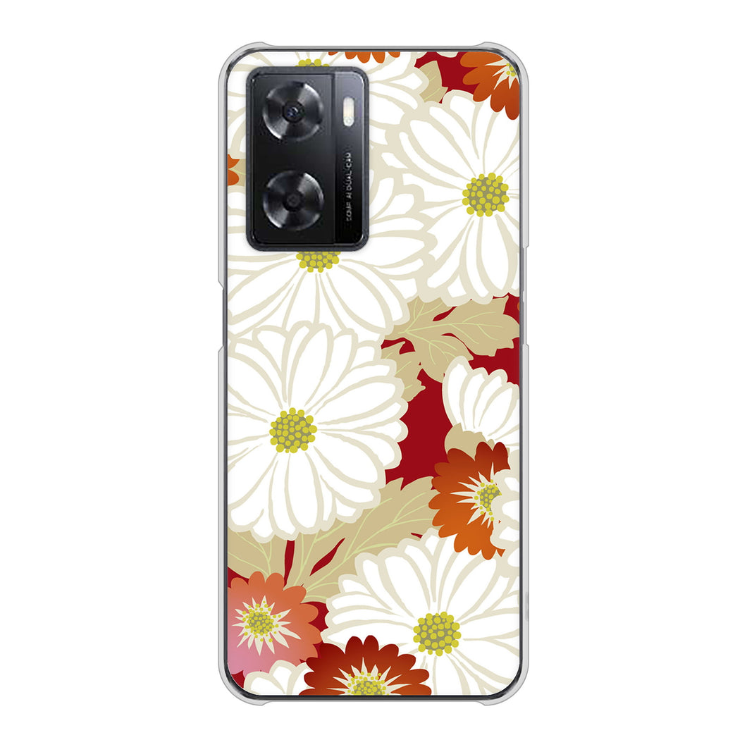 OPPO A77 YJ322 和柄 菊 ハードケース 背面印刷