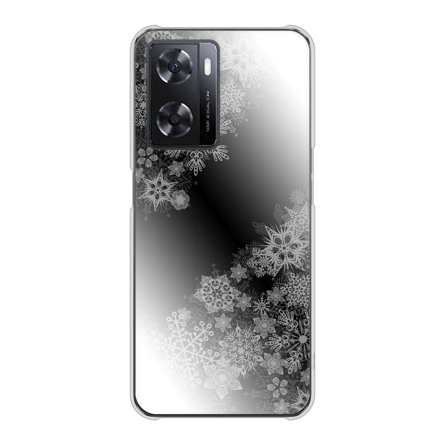 OPPO A77 YJ340 モノトーン 雪の結晶 ハードケース 背面印刷