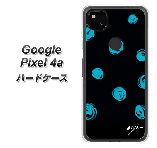Google Pixel 4a OE838 手描きシンプル ブラック×ブルー ハードケース 背面印刷