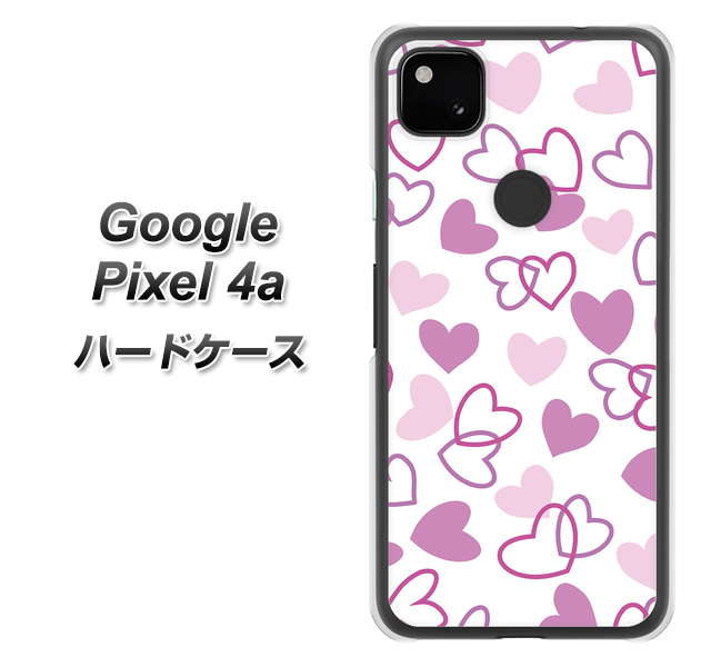 Google Pixel 4a VA928 ハートがいっぱい パープル ハードケース 背面印刷