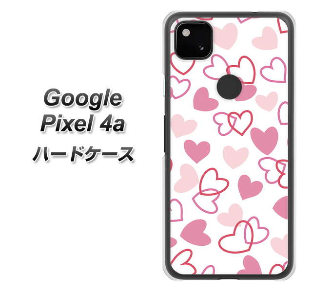 Google Pixel 4a VA929 ハートがいっぱい ピンク ハードケース 背面印刷