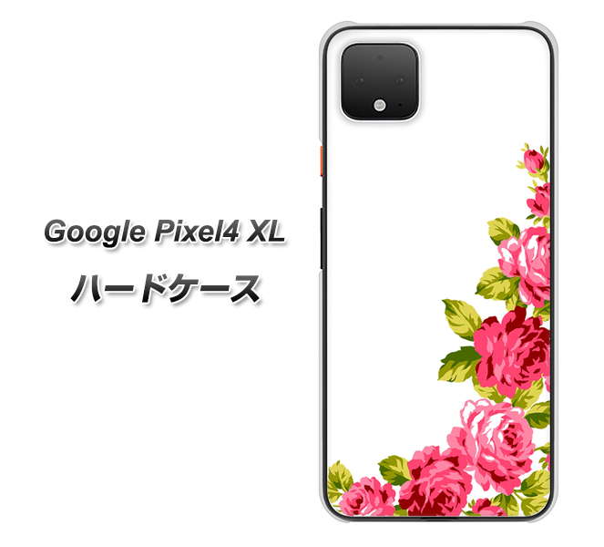Google Pixel 4 XL VA825 バラのフレーム(白) ハードケース 背面印刷