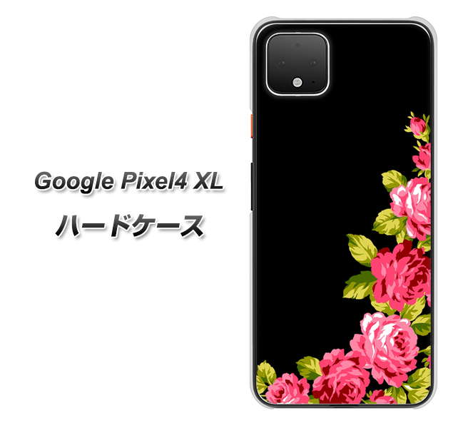 Google Pixel 4 XL VA826 バラのフレーム(黒) ハードケース 背面印刷