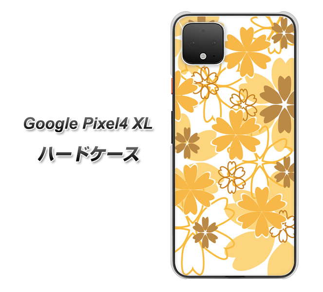 Google Pixel 4 XL VA959 重なり合う花 オレンジ ハードケース 背面印刷