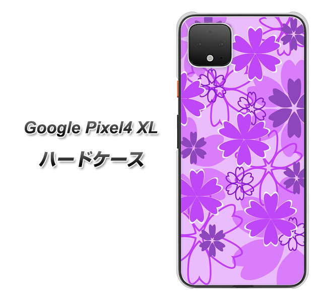 Google Pixel 4 XL VA960 重なり合う花 パープル ハードケース 背面印刷