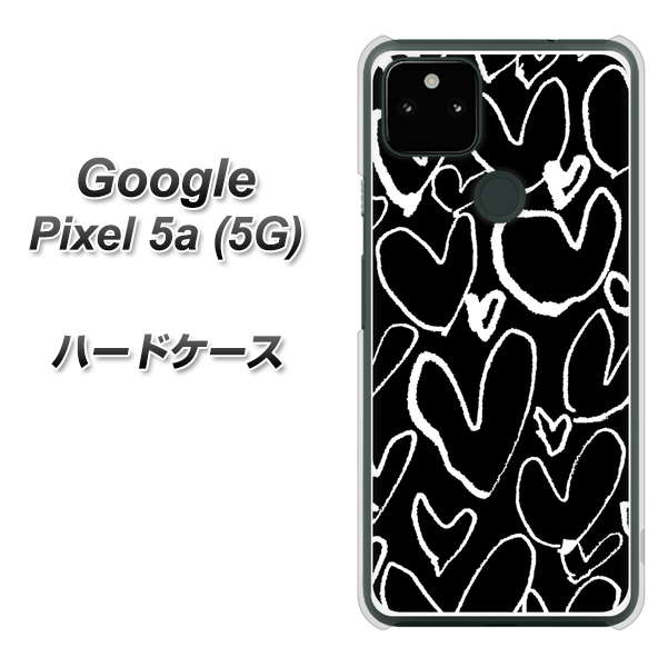 Google Pixel 5a (5G) 高画質仕上げ 背面印刷 ハードケース【1124 ハート BK＆WH】