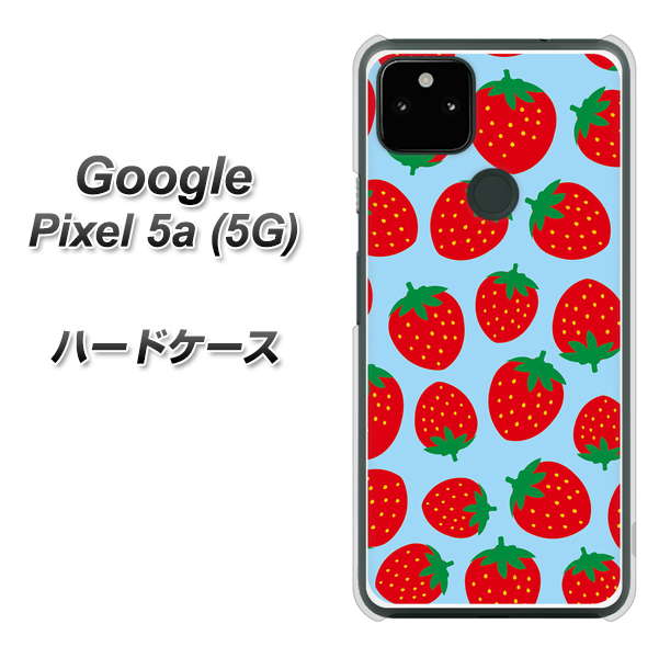 Google Pixel 5a (5G) SC814 小さいイチゴ模様 レッドとブルー ハードケース 背面印刷