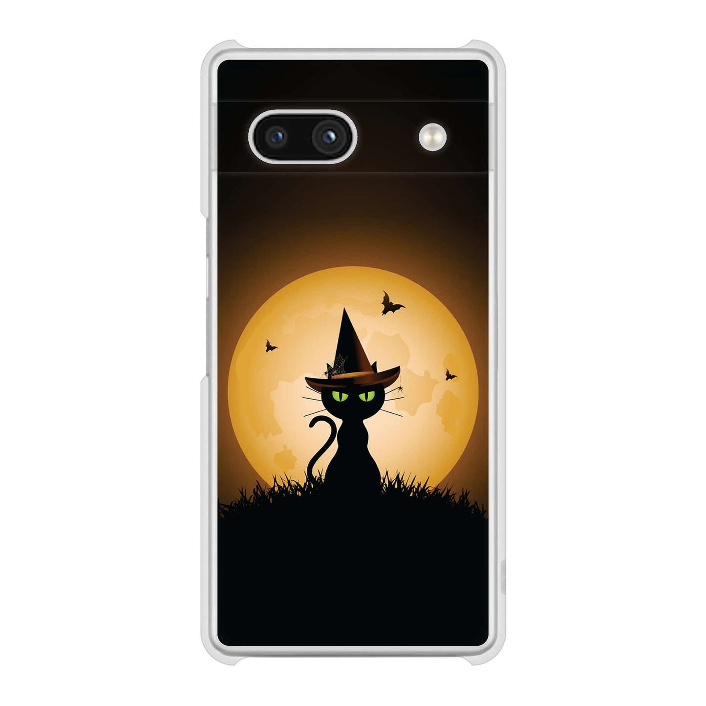 Google Pixel 7a 高画質仕上げ 背面印刷 ハードケース夜とネコ