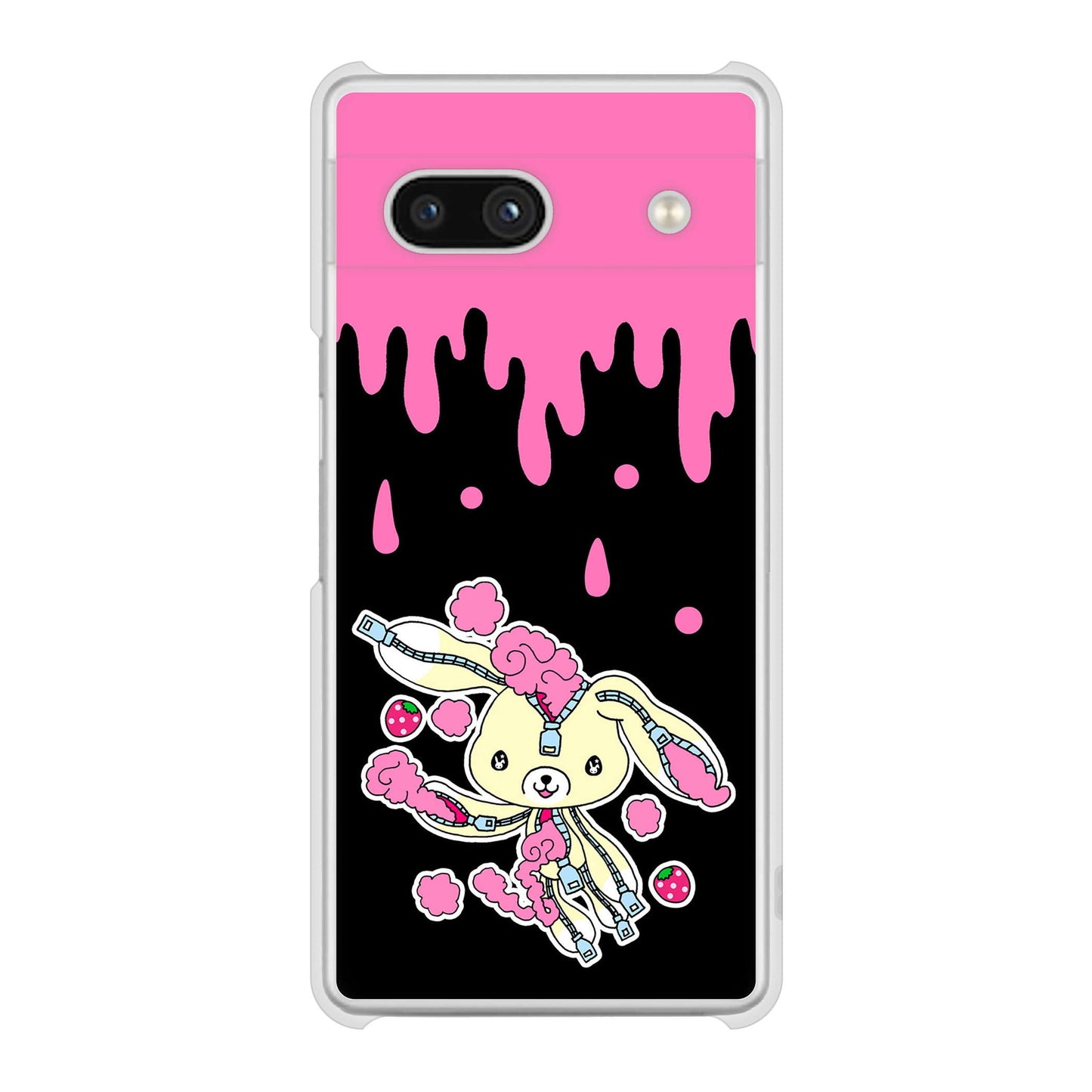 Google Pixel 7a 高画質仕上げ 背面印刷 ハードケースむかいあぐる ジッパーうさぎのジッピョン