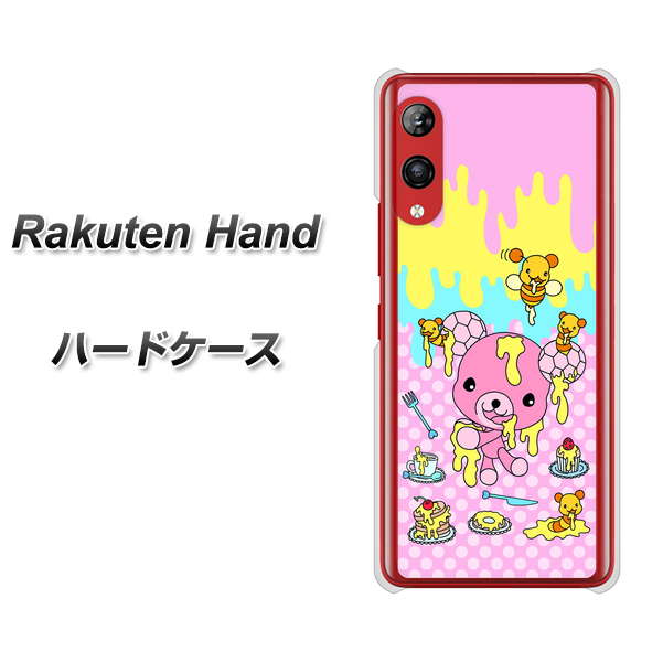 Rakuten Hand 楽天モバイル AG822 ハニベア（水玉ピンク） ハードケース 背面印刷