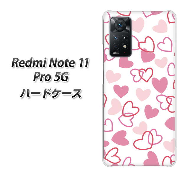 Redmi Note 11 Pro 5G VA929 ハートがいっぱい ピンク ハードケース 背面印刷