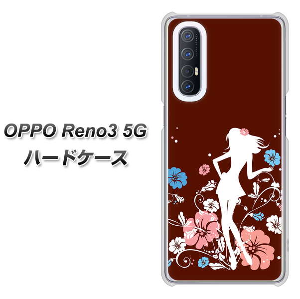 OPPO Reno3 5G SoftBank 110 ハイビスカスと少女 ハードケース 背面印刷