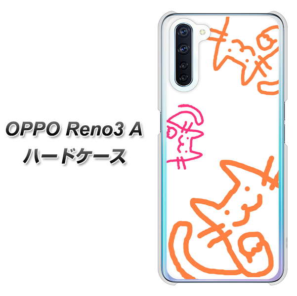 OPPO Reno3 A 1098 手まねきする3匹のネコ ハードケース 背面印刷