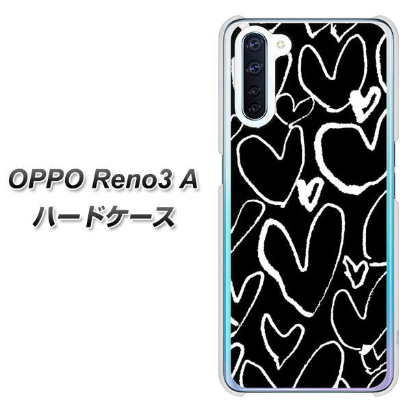 OPPO Reno3 A 1124 ハート BK＆WH ハードケース 背面印刷