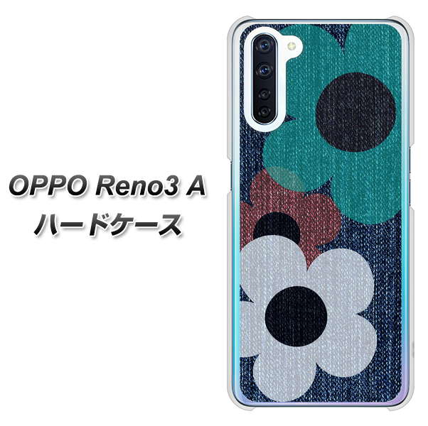 OPPO Reno3 A EK869 ルーズフラワーinデニム風 ハードケース 背面印刷