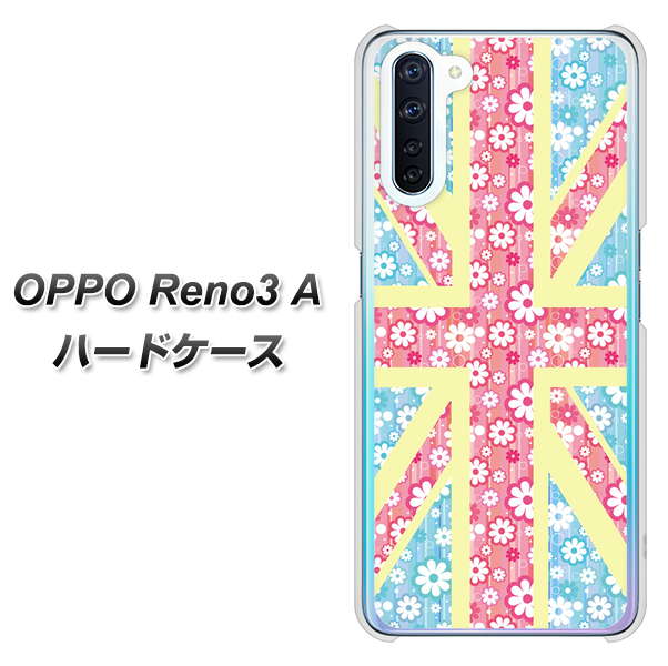 OPPO Reno3 A EK895 ユニオンジャックパステルフラワー ハードケース 背面印刷