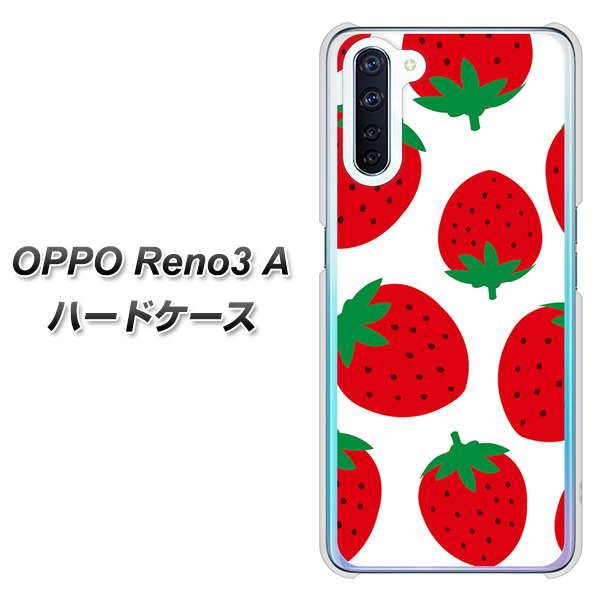 OPPO Reno3 A SC818 大きいイチゴ模様レッド ハードケース 背面印刷