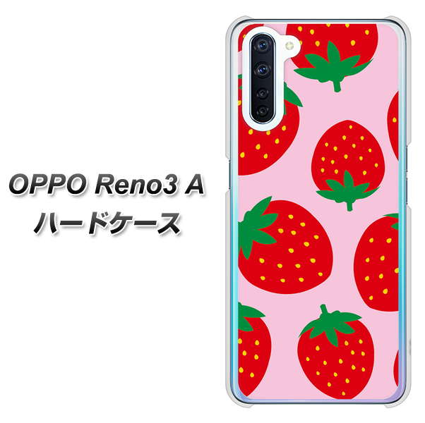 OPPO Reno3 A SC820 大きいイチゴ模様レッドとピンク ハードケース 背面印刷