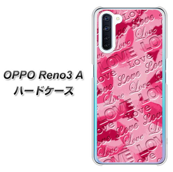 OPPO Reno3 A SC845 フラワーヴェルニLOVE濃いピンク（ローズアンディアン） ハードケース 背面印刷