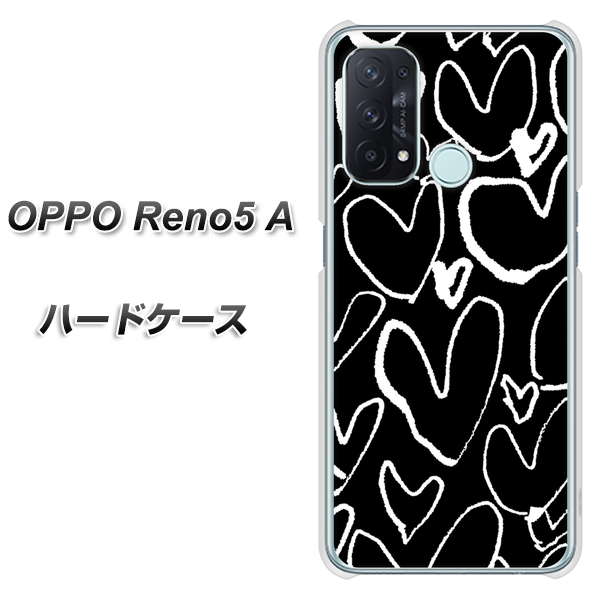 OPPO Reno5 A 1124 ハート BK＆WH ハードケース 背面印刷