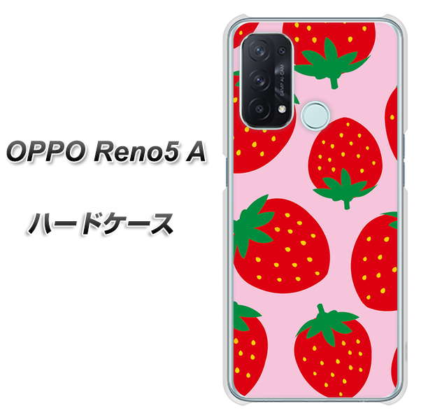 OPPO Reno5 A SC820 大きいイチゴ模様レッドとピンク ハードケース 背面印刷