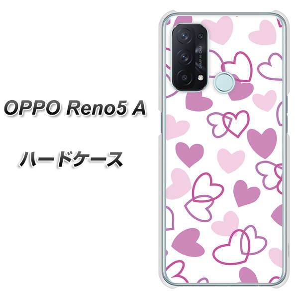 OPPO Reno5 A VA928 ハートがいっぱい パープル ハードケース 背面印刷