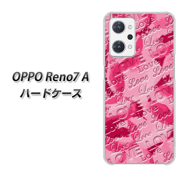 OPPO Reno7 A SC845 フラワーヴェルニLOVE濃いピンク（ローズアンディアン） ハードケース 背面印刷