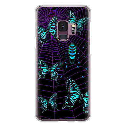 Galaxy S9 SC-02K docomo むかいあぐる 蜘蛛の巣に舞う蝶 ハードケース 背面印刷
