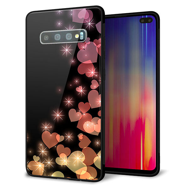 Galaxy S10+ SC-04L docomo 強化ガラス＆TPUスマホケース ガラプリ【020 夜のきらめきハート】