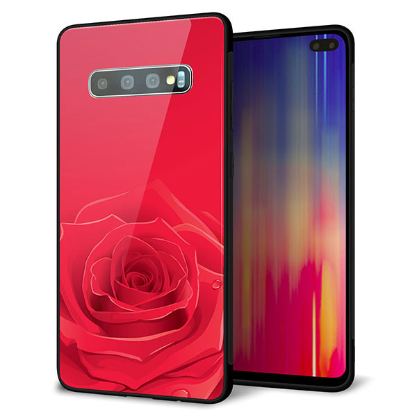 Galaxy S10+ SC-04L docomo 強化ガラス＆TPUスマホケース ガラプリ【395 赤いバラ】