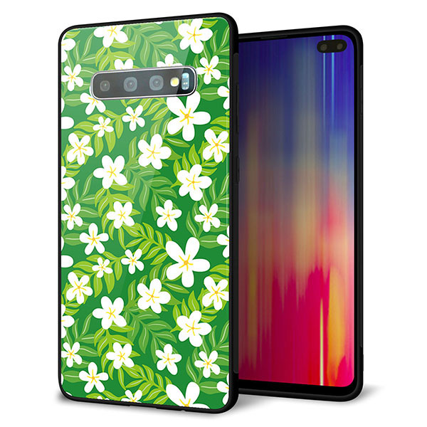 Galaxy S10+ SC-04L docomo 強化ガラス＆TPUスマホケース ガラプリ【760 ジャスミンの花畑】