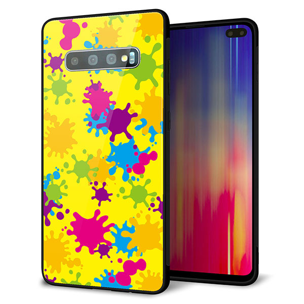 Galaxy S10+ SC-04L docomo 強化ガラス＆TPUスマホケース ガラプリ【MA879 ペイントイエロー】